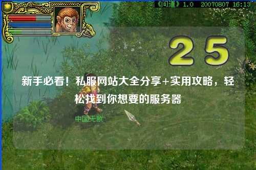 新手必看！私服網(wǎng)站大全分享+實用攻略，輕松找到你想要的服務器